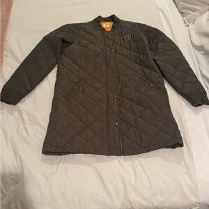 Vans Quilted Jacket in Dark Olive and Bright Orange